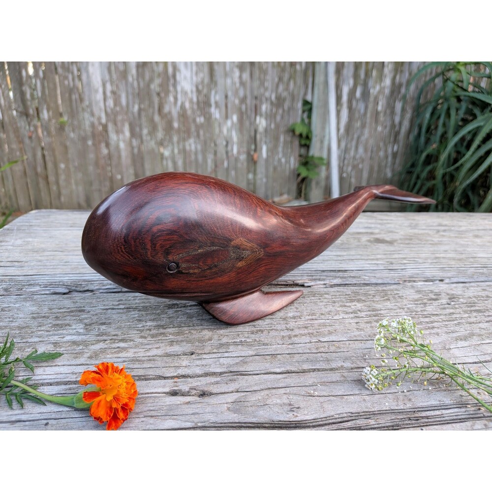 Vintage Ironwood Whale Figurine, Made In Mexico